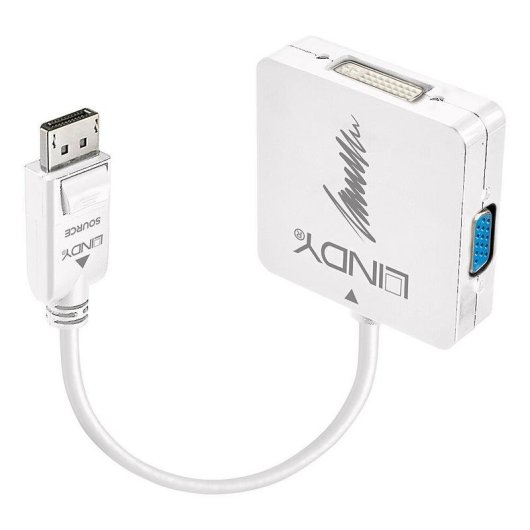 Adaptador de cable de vídeo Lindy DisplayPort a DVI-D + VGA + HDMI 4K