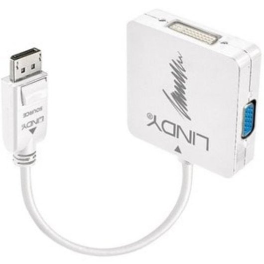 Adaptador de cable de vídeo Lindy DisplayPort a DVI-D + VGA + HDMI 4K