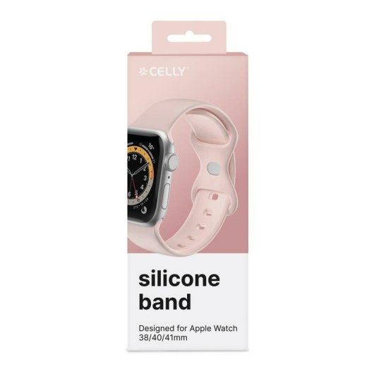 Correa de reloj Celly WBANDSIL40BP para Apple Watch 38/40/41 mm silicona rosa 220 mm