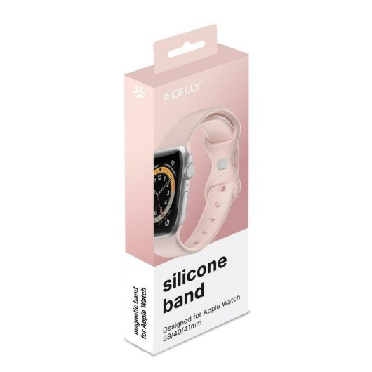 Correa de reloj Celly WBANDSIL40BP para Apple Watch 38/40/41 mm silicona rosa 220 mm