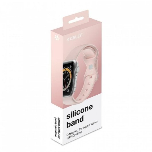 Correa de reloj Celly WBANDSIL40BP para Apple Watch 38/40/41 mm silicona rosa 220 mm