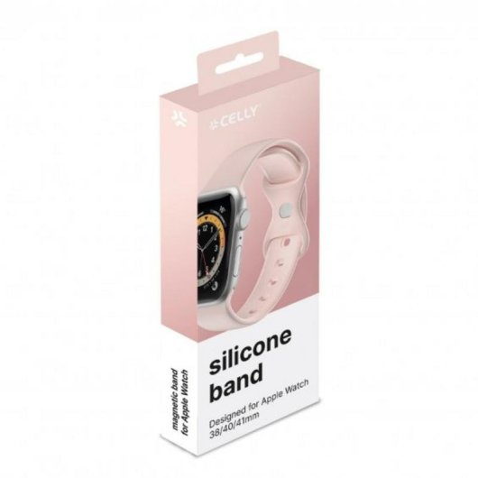 Correa de reloj Celly WBANDSIL40BP para Apple Watch 38/40/41 mm silicona rosa 220 mm