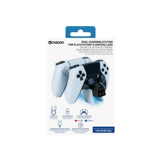 Dual-Ladegerät Nacon V4 für PlayStation 5 USB Kabel Schwarz Weiß