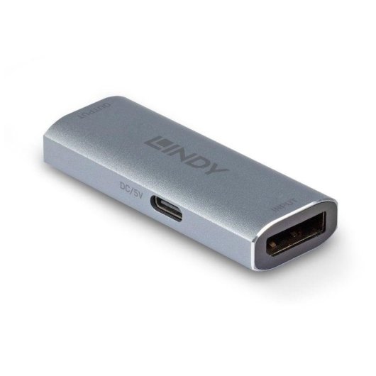 Repetidor de Señales AV Lindy 38421 8K DisplayPort 1.4 40 m Plata