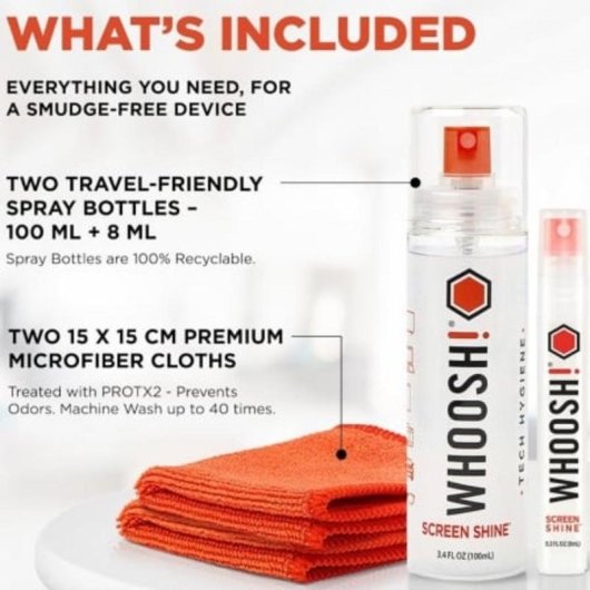 Kit de limpieza Whoosh Screen Shine Duo Universal 2 piezas