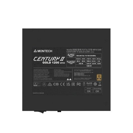 Fonte Alimentazione Montech CENTURY II 1200W 80 PLUS Gold modulare