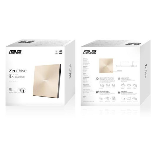 Grabadora de DVD ASUS ZenDrive U9M Oro USB 2.0 Portátil