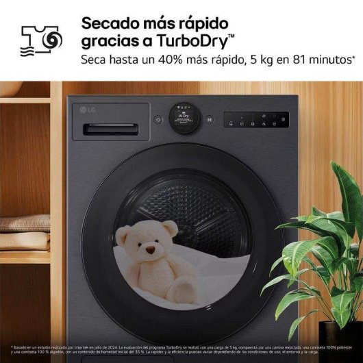 Secadora LG 9kg B RHX7009TBB con bomba de calor y WiFi ThinQ™