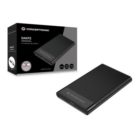 Caja PC Conceptronic DANTE06B 2.5 USB Type-C Negro Aluminio