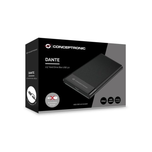 Caja PC Conceptronic DANTE06B 2.5 USB Type-C Negro Aluminio