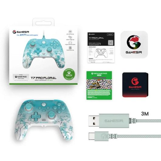 Mando GameSir T7 Pro (Floral) con cable para PC y Xbox