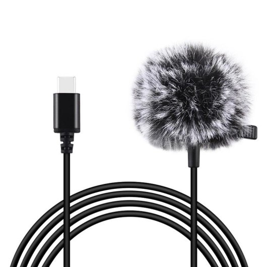 Micrófono Puluz PU425 USB-C omnidireccional con clip y cable de 1,5 m