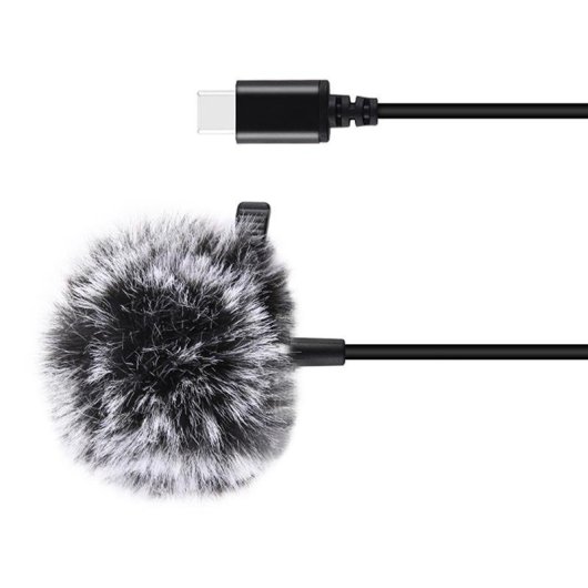 Micrófono Puluz PU425 USB-C omnidireccional con clip y cable de 1,5 m