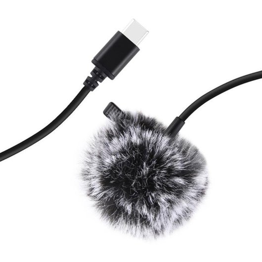Micrófono Puluz PU425 USB-C omnidireccional con clip y cable de 1,5 m