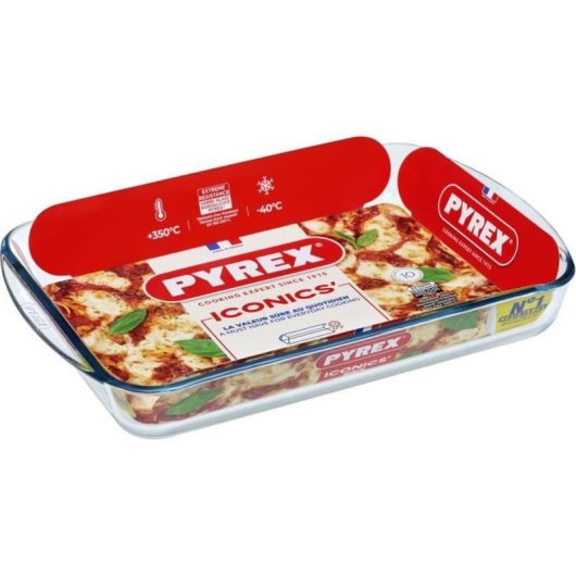 Pyrex 239b Fuente De Horno Rectangular De Vidrio Borosilicato Transparente 40 X 27 Cm, 3,7 L, Resistente Al Calor Y Choques Térmicos, Apta Microondas Y Congelador