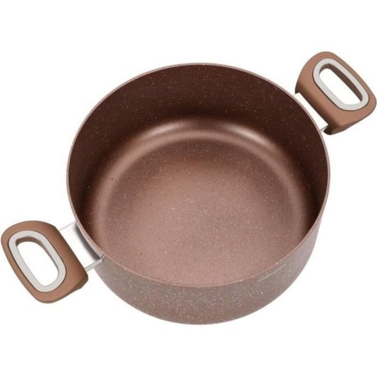 Arthur Martin Am5531 28 Cm Marmita De Aluminio 6,3 L Con Revestimiento Antiadherente Interior Efecto Moteado Y Tapa De Cristal Compatible Con Inducción