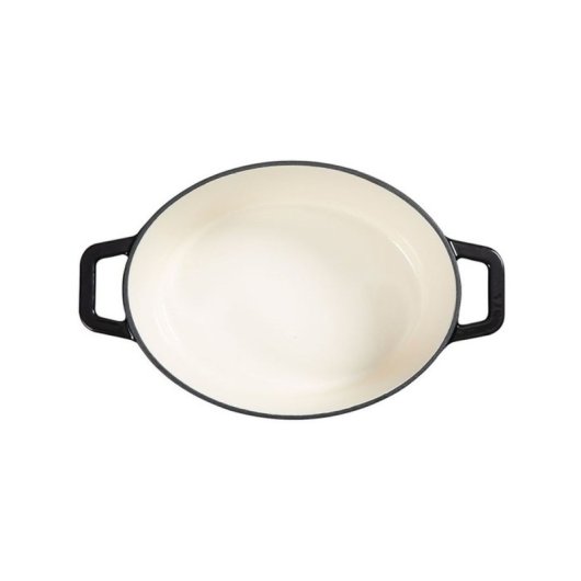 Livoo Mep129n Cazuela Oval De Hierro Fundido Esmaltado 4,5 L 29x22 Cm, Negra, Apta Para Inducción Y Horno, Tapa Con Picots