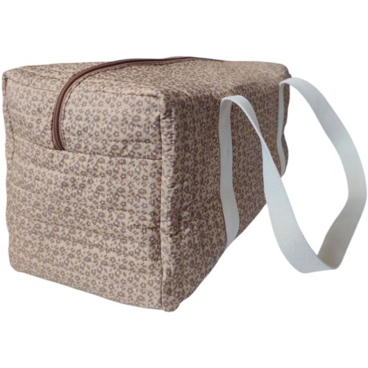 Bolsa Cambiador Tineo Estampado Leopardo 40 X 22 X 24 Cm De Algodón 100% Con Cierre Cremallera, Asa Para Hombro O Mano, Organizadores Interiores