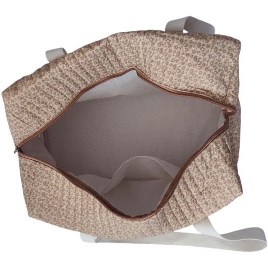 Bolsa Cambiador Tineo Estampado Leopardo 40 X 22 X 24 Cm De Algodón 100% Con Cierre Cremallera, Asa Para Hombro O Mano, Organizadores Interiores