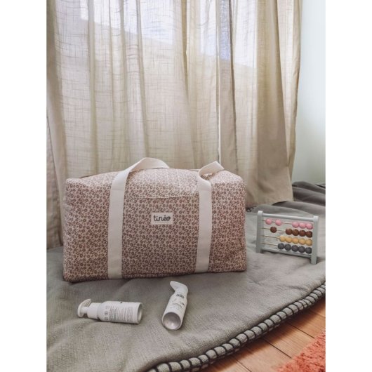 Bolsa Cambiador Tineo Estampado Leopardo 40 X 22 X 24 Cm De Algodón 100% Con Cierre Cremallera, Asa Para Hombro O Mano, Organizadores Interiores