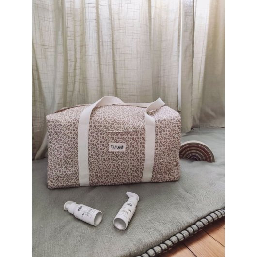 Bolsa Cambiador Tineo Estampado Leopardo 40 X 22 X 24 Cm De Algodón 100% Con Cierre Cremallera, Asa Para Hombro O Mano, Organizadores Interiores