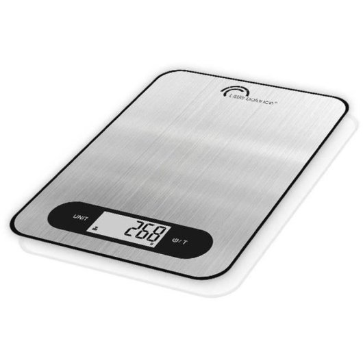 Little Balance Slim Inox 8550 Báscula Cocina Digital Recargable Usb 5 Kg, Precisión 1 G, Plato Xxl 218×158 Mm, Lcd 51×23 Mm, Tara Y Pesaje De Líquidos