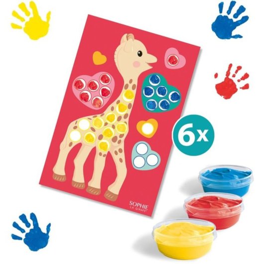 Ses Creative Sophie La Girafe Kit 2 En 1 Para Colorear Y Pintar Con Dedos, Desde 12 Meses, 6 Tarjetas, 4 Rotuladores De Bebé Hipoalergénicos Y 3 Pinturas Lavables