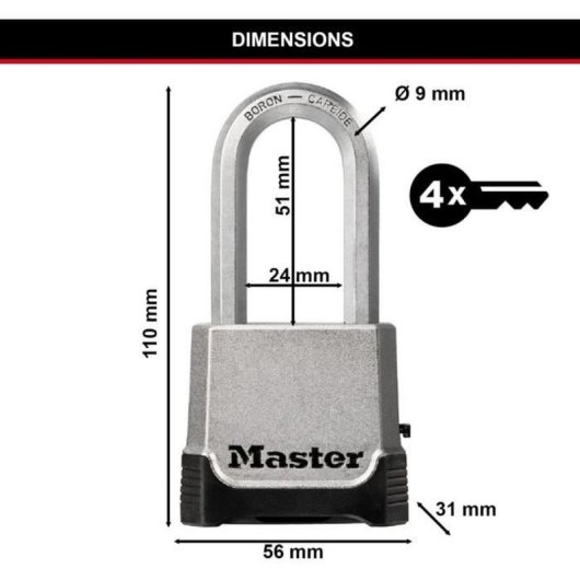 Vorhangschloss Master Lock Excell M176EURDLH 4-stellig Outdoor