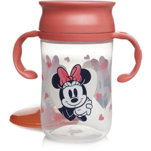 Thermobaby Disney Baby Minnie Vaso Entrenamiento 360° Antiderrames 395 Ml, Silicona Flexible, Asas Ergonómicas, Sin Bpa, Apto Desde 10 Meses
