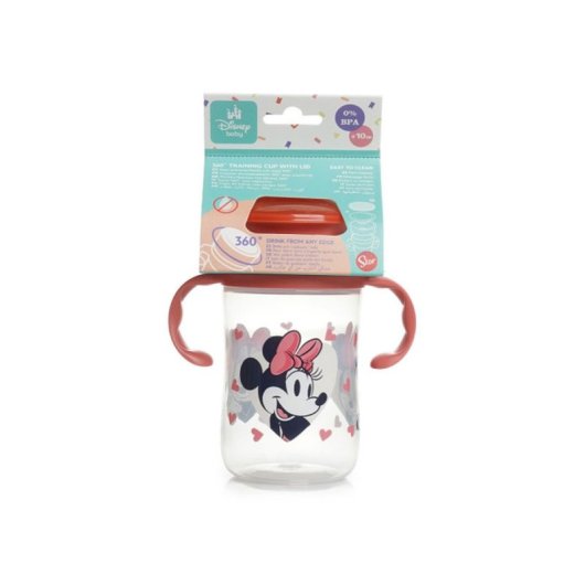 Thermobaby Disney Baby Minnie Vaso Entrenamiento 360° Antiderrames 395 Ml, Silicona Flexible, Asas Ergonómicas, Sin Bpa, Apto Desde 10 Meses