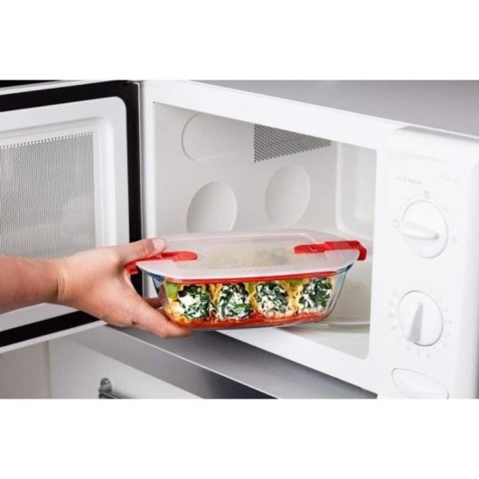 Pyrex Cook & Heat Bandeja Rectangular De Vidrio Borosilicato 23 X 15 Cm (1,1 L) Con Tapa Hermética, 2 Válvulas De Vapor Y Apta Para Horno, Microondas, Congelador Y Lavavajillas