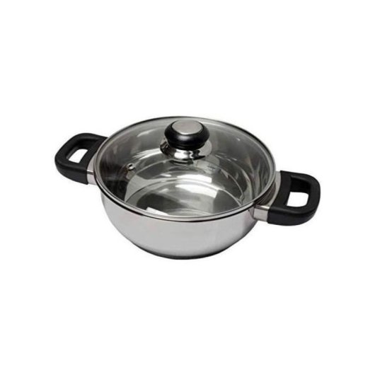 Baumalu Olla Alta De Acero Inoxidable 24 Cm Con Tapa De Vidrio Y Orificio De Vapor, Asas De Baquelita Antideslizantes, Apta Para Inducción Y Apta Lavavajillas