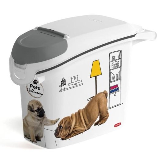 Curver Petlife Contenedor Para Pienso De Perros 6 Kg, Sellado Hermético Con Goma, Tapa Con Solapa, Asa Integrada Y Plástico Sin Bpa, Blanco, 23 X 50 X 36 Cm