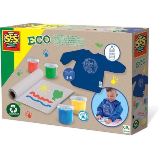 Aquarell SES Creative Eco Kit Fingerfarben Schürze Recyclingpapier