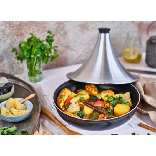 Cosy & Trendy Tajine De Aluminio Ø28 Cm Para Todo Tipo De Fuegos, Incl. Inducción. Gris/negro. Tapa Cónica Tradicional, Interior Antiadherente Recubierto Y Asa Fija.
