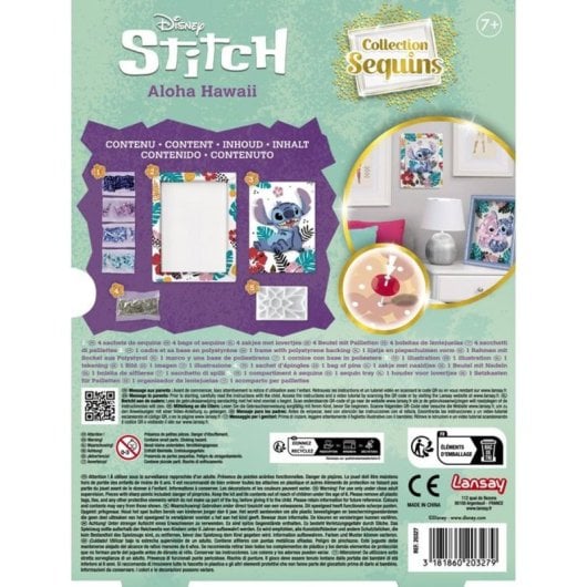 Lansay Collection Sequins Stitch – Kit De Manualidades Con Lentejuelas Enmarcadas Multicolor, Para Crear Un Cuadro Brillante Tipo Retrato, Incluye Bandeja Y Alfileres
