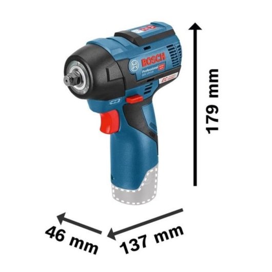 Bosch Professional Gds 12v-115 Atornillador De Impacto 12 V Brushless, 115 Nm, Carraca 3/8”, 2 Velocidades Powercontrol Y Led, Kit Con 2 Baterías 3,0 Ah Y L-boxx