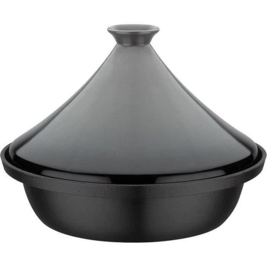 Gsw Tajine De Hierro Fundido 30 Cm Con Tapa Cerámica Gris, Compatible Con Inducción, Apta Para Horno Hasta 240°c, 2 L, Apta Lavavajillas