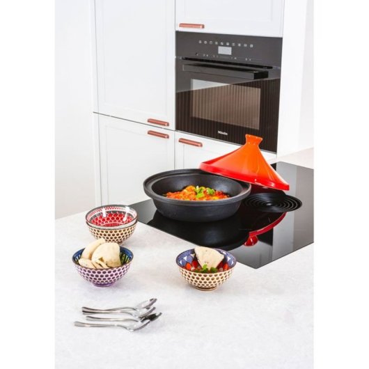 Cosy & Trendy Tajine De Hierro Fundido 30 Cm Naranja/negro, Tapa Esmaltada Cónica, Apto Inducción Y Horno, Interior Antiadherente (no Apto Lavavajillas)
