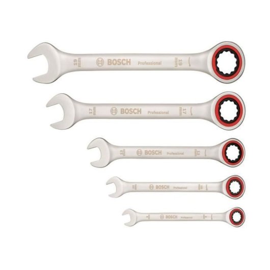 Bosch Professional 1600a02z3d Set De 5 Llaves Mixtas De Carraca 10-19 Mm Con Carraca Sin Dientes 1°