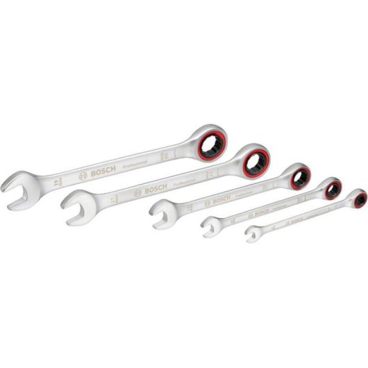 Bosch Professional 1600a02z3d Set De 5 Llaves Mixtas De Carraca 10-19 Mm Con Carraca Sin Dientes 1°