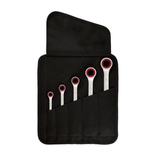 Bosch Professional 1600a02z3d Set De 5 Llaves Mixtas De Carraca 10-19 Mm Con Carraca Sin Dientes 1°