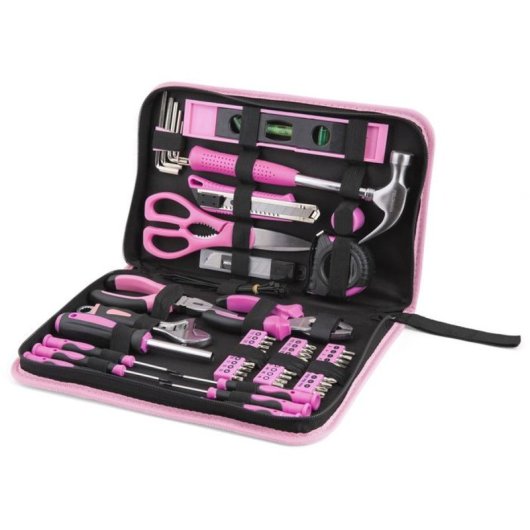 Juego De Herramientas Fieldmann Fdg 5016-71r 71 Piezas Rosa Con Caja De Nailon Con Cierre Cremallera Y Organización Elástica