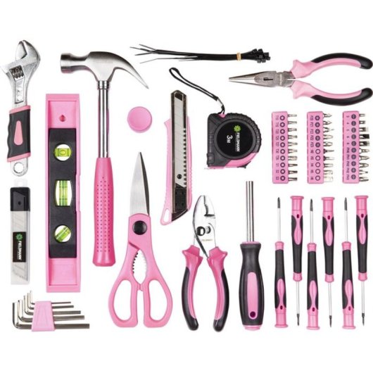 Juego De Herramientas Fieldmann Fdg 5016-71r 71 Piezas Rosa Con Caja De Nailon Con Cierre Cremallera Y Organización Elástica