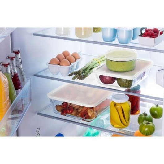 Pyrex Cook & Freeze Fuente De Vidrio Rectangular 4 L (27 X 23 Cm) Con Tapa De Plástico Blanca, Vidrio Borosilicato Resistente -40°c A +300°c