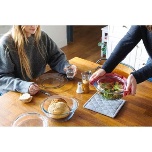 Set De 2 Cocottes Redondas Pyrex De Vidrio Borosilicato, 2,3 L Cada Una, Transparentes. Resistencia A Choque Térmico Hasta 240 °c, -40 °c A +350 °c, Aptas Para Horno, Microondas Y Lavavajillas