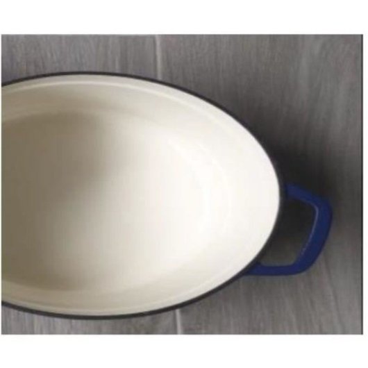 Gsw Blue Magic Cocotte Ovalada De Acero Fundido 33x26 Cm, 7 L, Esmalte Interior Blanco, Tapa Auto-basteante, Apta Para Inducción Y Horno Hasta 240 °c