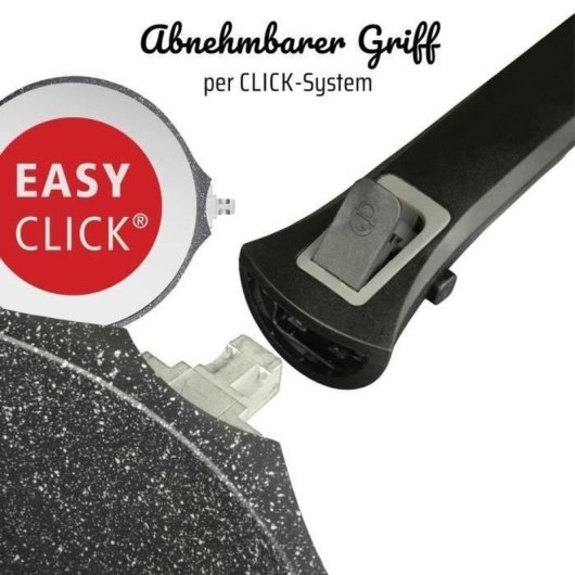 Cacerola Gsw Easy Click 16 Cm De Aluminio Fundido, Tapa De Vidrio Templado Con Borde De Silicona, Mango Extraíble, Antiadherente Vitaflon Granit Efecto Piedra Sin Pfas, Inducción