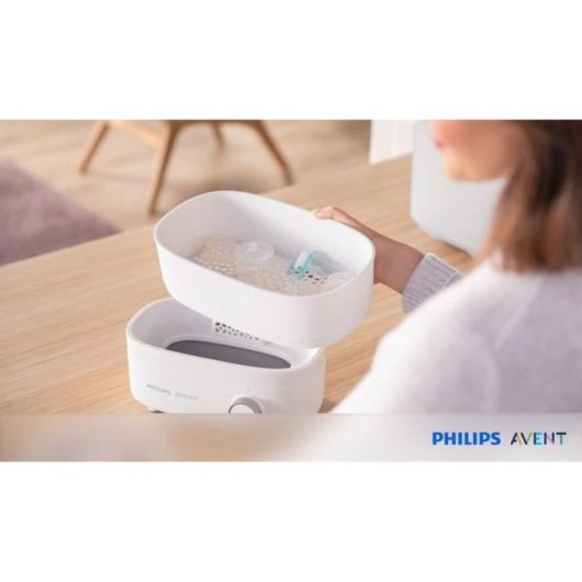 Philips Avent Scf293/00 Esterilizador Y Secador Eléctrico De Vapor Para Biberones, Capacidad Hasta 6 Unidades, Ciclo 40 Min, Esterilidad Hasta 24 H, 650 W, Blanco