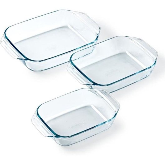 Pyrex Irresistible Set 3 Fuentes De Horno Rectangulares De Vidrio Borosilicato Transparente, 20/25/28 Cm, Aptas Horno Microondas Y Lavavajillas, Sin Bpa Y Resistentes A Choque Térmico 240°c